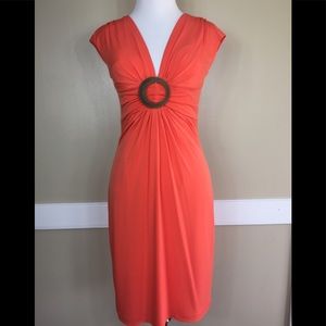 Cache Sexy Chic Orange Plunge Neck Dress